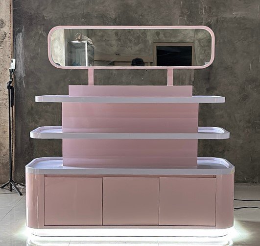 Rak Display Kosmetik Cermin 2 Muka P150 CM